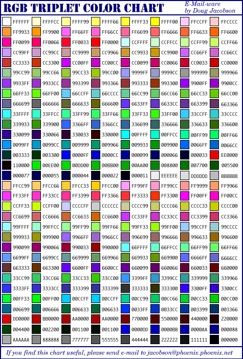 RGB COLOR TABLE