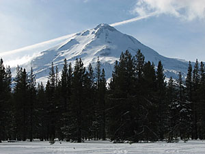 North face of Mount Shasta from the meadow 