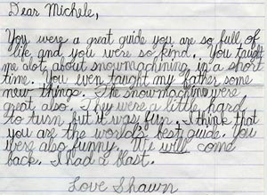 Letter from Shawn, age 7